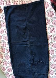 Slit Denim Long Skirt