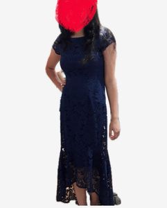 Royal Blue Lace Hi-Lo Dress