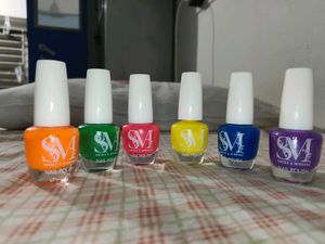 Nail Polish Set - Pink Blue Orange Voilet Green