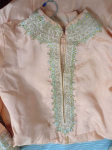 Peach Embroidered Anarkali Frock Suit