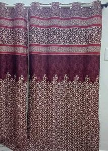Door-7 Feet (Pack of 5)Cotton Silk Maroon Curtains
