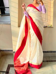 Red And White Silk Saree