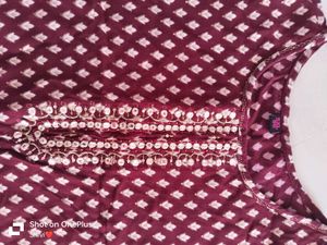 Maroon Printed Kurta