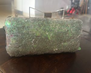 Rainbow Sequin Clutch With Bow Lock