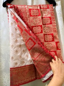 Bengali Traditional White-red Saree