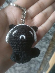 Crochet Cat With Headphone Keychain