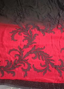 Red & Black Embroidered saree