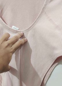 H&amp;M New Pink Ribbed Bodysuit
