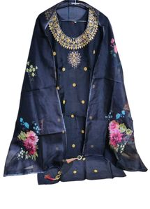 Women's Embroidered Black Salwar Suit with Floral