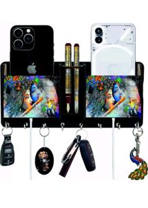 Radha Krishna Key Holder /Home Holder/Pen Holder  Wall Decor   Key Holder.  Good Packing (8 Hooks  Multicolour )