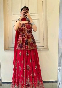 Red Printed Kurta Set
