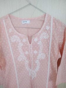 Elegant Peach Embroidered Kurta