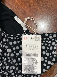 ZARA Printed Tulle Top With Ruffles