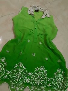 Green Embroidered Top