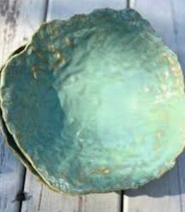 Handmade Trinket Dish - Turquoise &amp; Golden Color ✨
