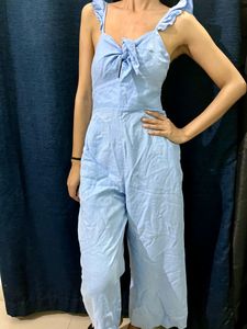 Zara Linen Blue Jumpsuit XS