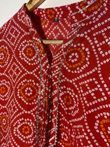 Red Bandhani Print Kurti