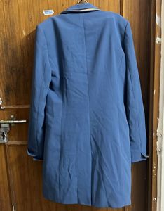 Blue Coat With Zipper Pockets