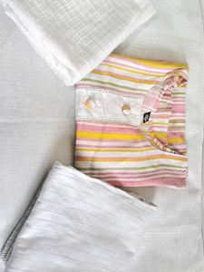 🤩Striped Kurta with Pants &amp; Dupatta🩷