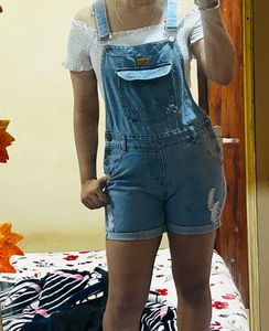 Cute Denim Dungaree Shorts