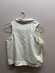 White Collared Crop Top