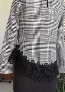 ZARA Houndstooth Asymmetrical blouse