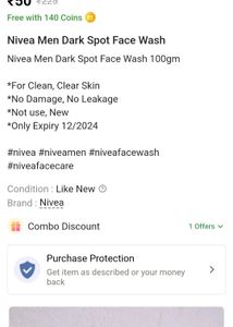 Combo Pack 3Bajaj Oil Nivea Facewash Bag