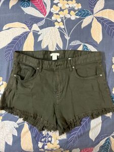 H&m Olive Green Denim Shorts