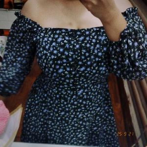 Off-shoulder Print Dress