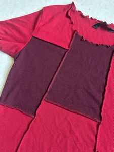 Patchwork Ruffle Trim Top