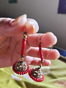 Red Jhumka Earrings,high shine,high quality।।
