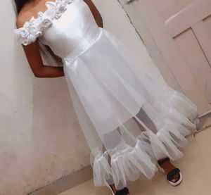White Floral Off-Shoulder Dress