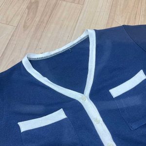 Navy Cardigan Top.