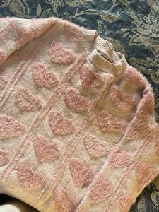 Y2k Pink Heart Pullover Sweater