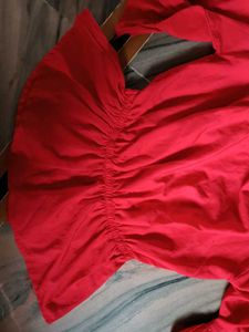 Red Ruffle Sleeve Top