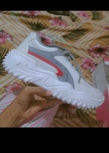 Naughty Girl White Chunky Sneakers
