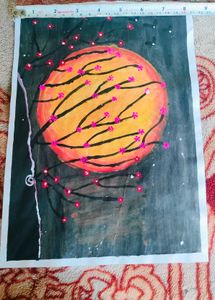 Red Moon Night Painting