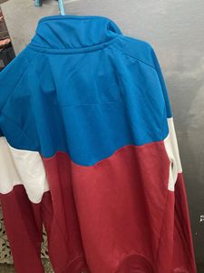 Retro Blue White Red Color Block Track Jacket