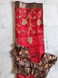 Desighner Pure Silk Saree With Blouse