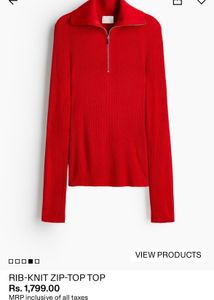 H&amp;M Ribbed Zip-Up Crop Top