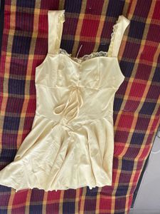 Cream Lace Trim Mini Dress