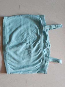 Sky Blue Button Crop Top