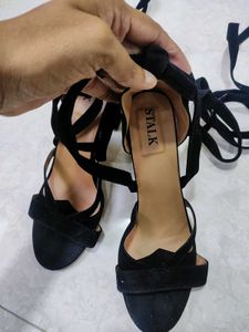 STALK Women Lace Up Block Heel Sandals