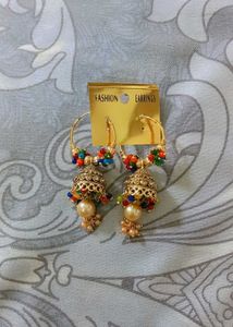Multi Gold Jhumka Earrings
