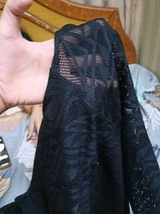 Black Textured Long Sleeve Top