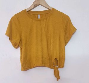 Yellow Solid Crop Top