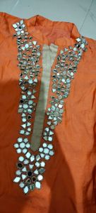 sale ORANGE worked kurti Small size