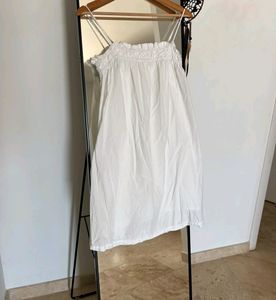 H&M White Flared Cotton Dress