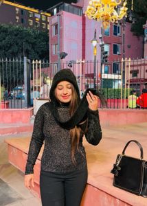 Pintrest glitter high neck designer top