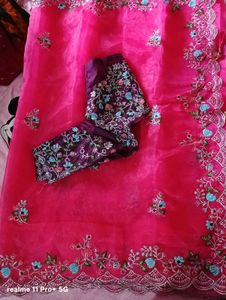 Pink Sequence Embroidered Saree